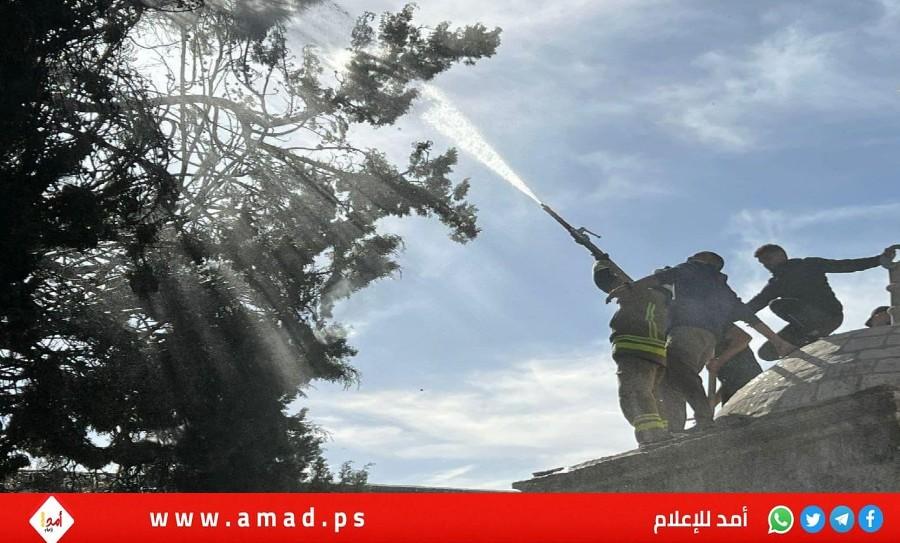 اندلاع حريق كبير في إحدى البنايات بالقدس- فيديو