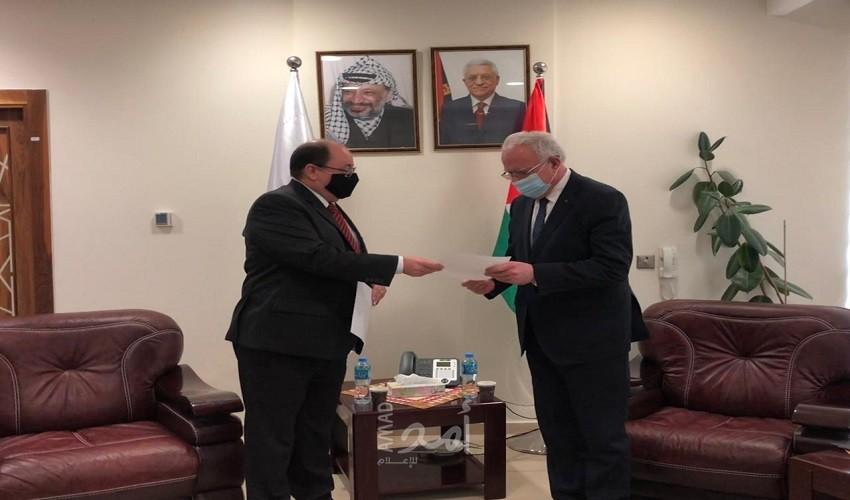 المالكي يتسلم أوراق اعتماد مدير مكتب تمثيل سلوفاكيا غير المقيم لدى فلسطين