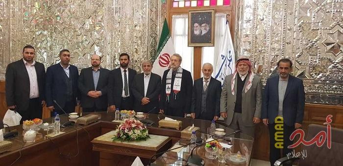 بالصور - الوفد البرلماني الفلسطيني يلتقي رئيس البرلمان الإيراني