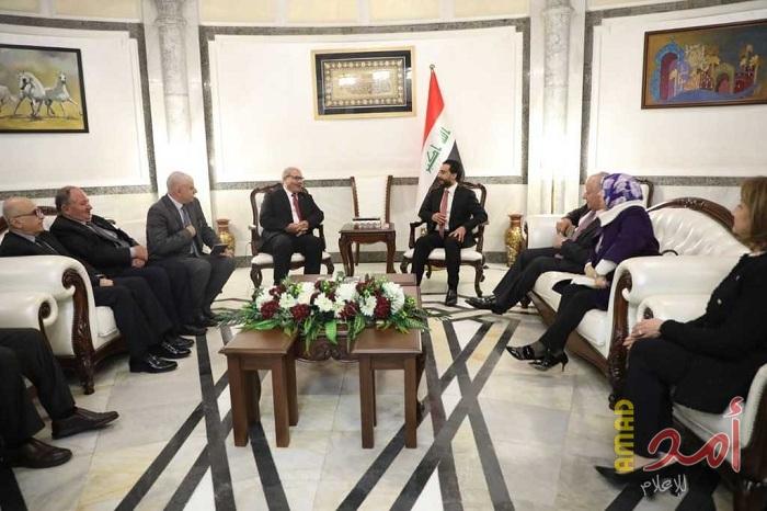 وفد من المجلس الوطني الفلسطيني يطلع رئيس مجلس النواب العراقي على تطورات القضية الفلسطينية