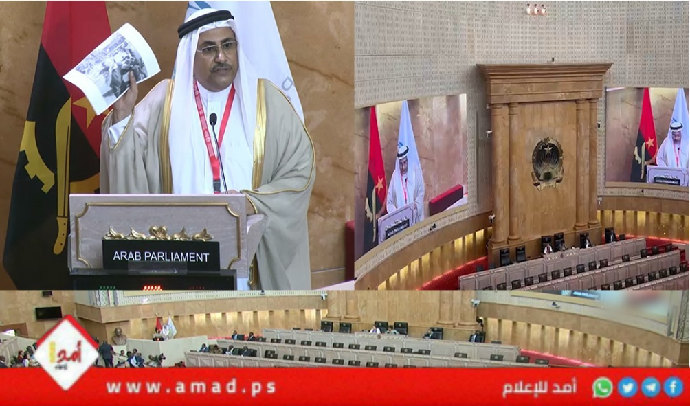 العسومي يطالب الاتحاد البرلماني الدولي بإصدار نداء فوري لوقف إطلاق النار وفك الحصار عن قطاع غزة