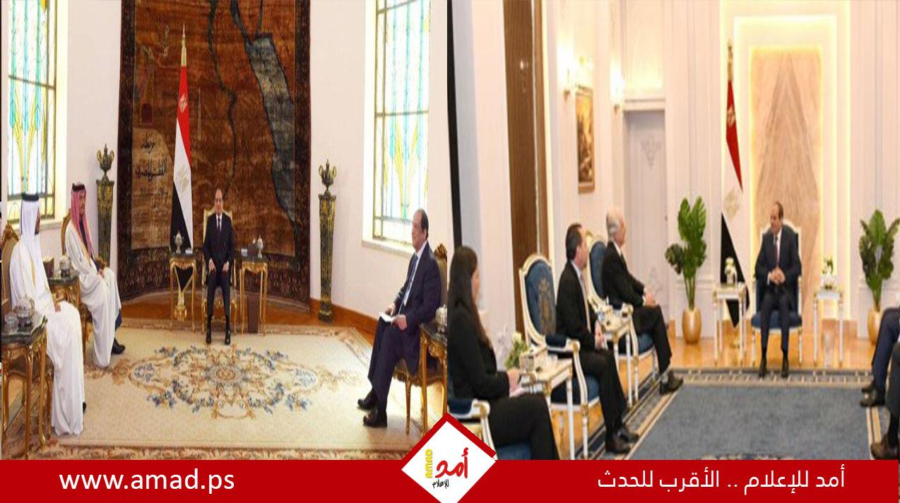 السيسي يبحث جهود وقف إطلاق النار في غزة مع رئيس الوزراء القطري ورئيس وكالة "CIA" الأمريكية