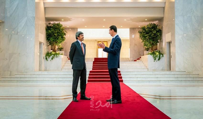 الأسد يناقش مع محمد بن زايد التطورات في الأراضي الفلسـطينية والمنطقة