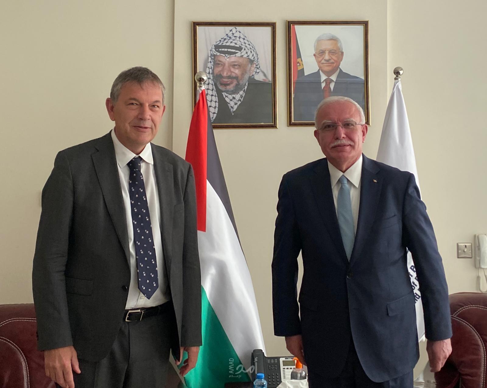 المالكي يلتقي مفوض عام وكالة غوث وتشغيل اللاجئين الفلسطينيين في الشرق الأدنى (الأونروا)