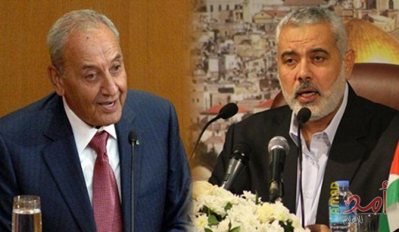 قدس برس: بري أبلغ هنية أن عباس لن يتخذ أي إجراء عقابي ضد غزة..وعريقات يطمئن حمد