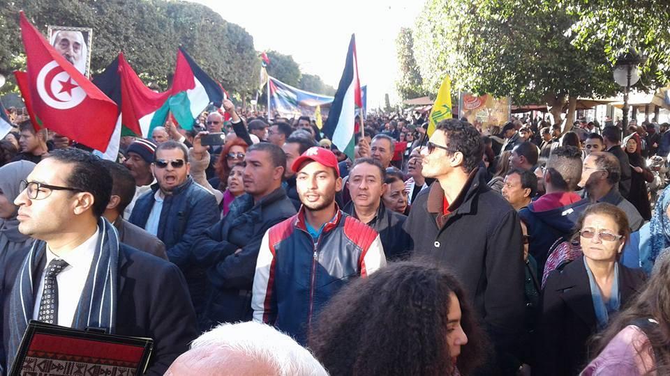 تظاهرة في تونس لنصرة القدس وتجريم التطبيع مع الاحتلال الإسرائيلي