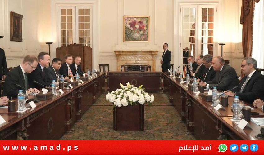 شكري وكاميرون يبحثان صفقة تبادل الأسرى بين إسرائيل وحماس ..وبقاء المعابر مفتوحة