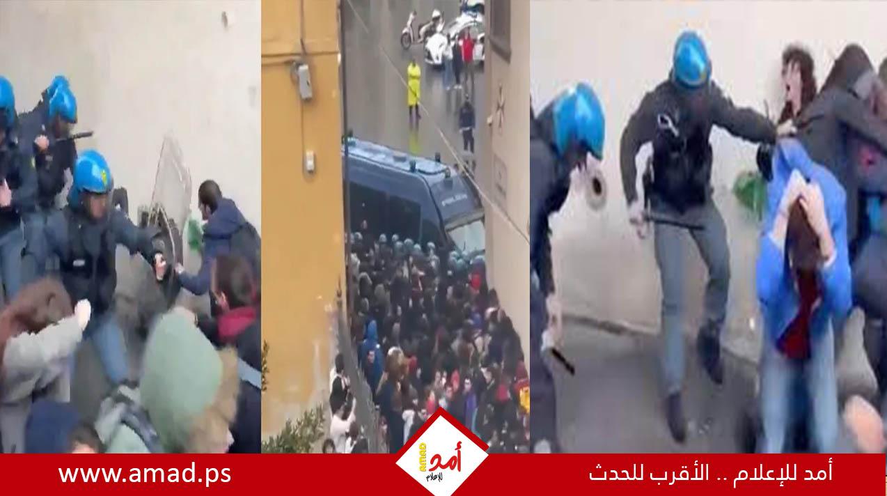 مقطع مصور للشرطة تعتدي بالضرب على طلاباً مؤيدين لفلسطين يثير موجة غضب في إيطاليا