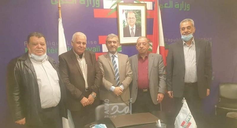 لبنان: وفد مشترك من دائرة شؤون اللاجئين واللجان الشعبية يلتقي وزير العمل