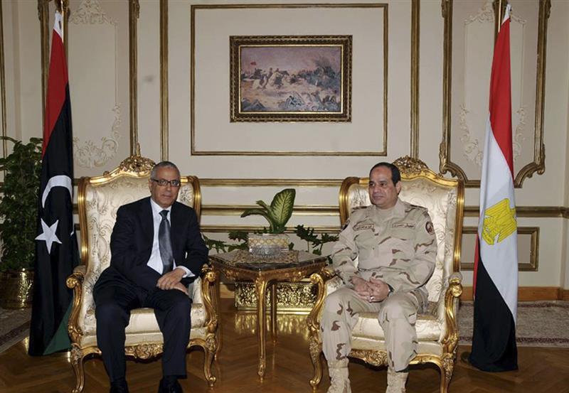 السيسي لزيدان: نرفض الانقلاب العسكري بليبيا و لن نتساهل مع من يستهدف أمنها