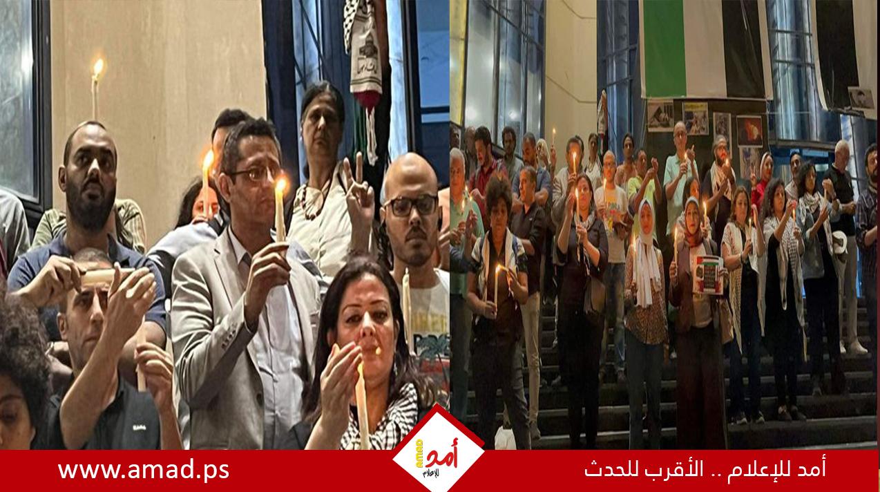 بالشموع.. الصحفيين المصريين تنظم وقفة تضامنية مع شهداء فلسطين