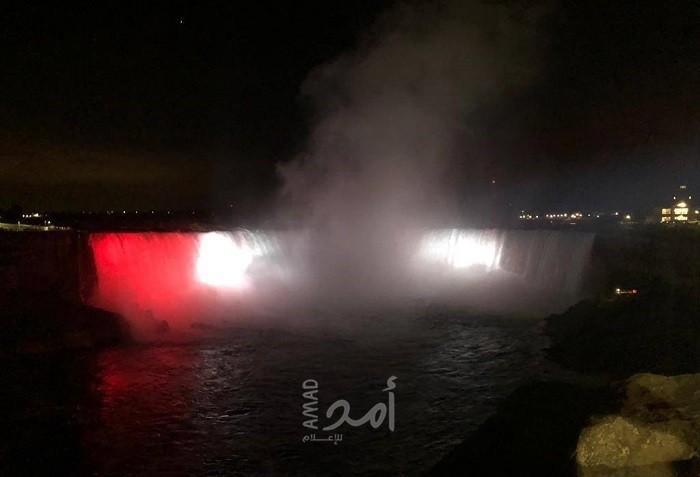 إضاءة شلالات نياجرا الكندية بألوان العلم المصري بمناسبة الاحتفال بثورة 23 يوليو