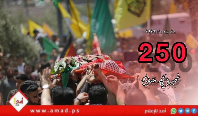 (250) شهيداً في فلسطين منذ بداية عام 2023