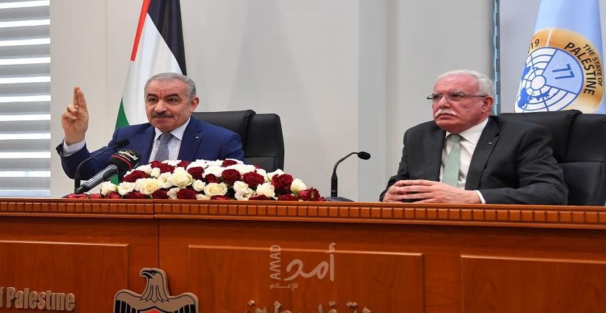 أشتية يدعو لتعزيز الجهد الدبلوماسي لمواجهة التآمر على القضية الفلسطينية