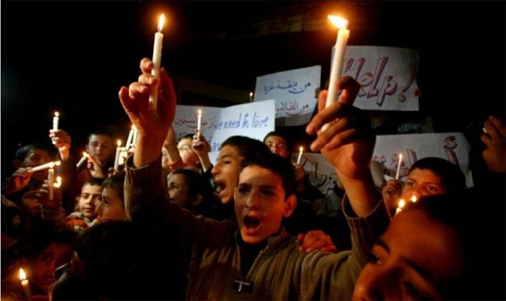 تظاهرة في رفح احتجاجا على أزمة الكهرباء