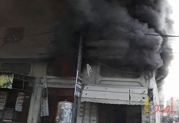 بالصور.. اندلاع حريق في مطبخ "شلدان" جنوب غزة