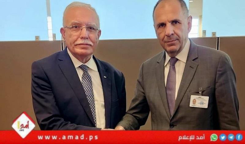 لقاء يجمع وزير الخارجية الفلسطيني مع نظيره اليوناني في نيويورك