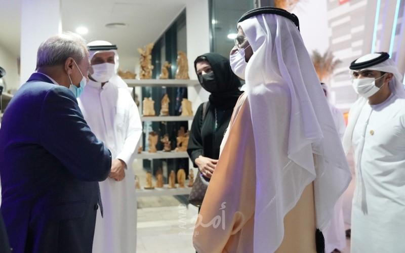 اللواء ماجد فرج يستقبل حاكم دبي في جناح فلسطين بإكسبو 2020