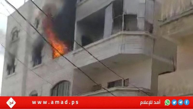حريق في منزل لعائلة منصور بجباليا- فيديو