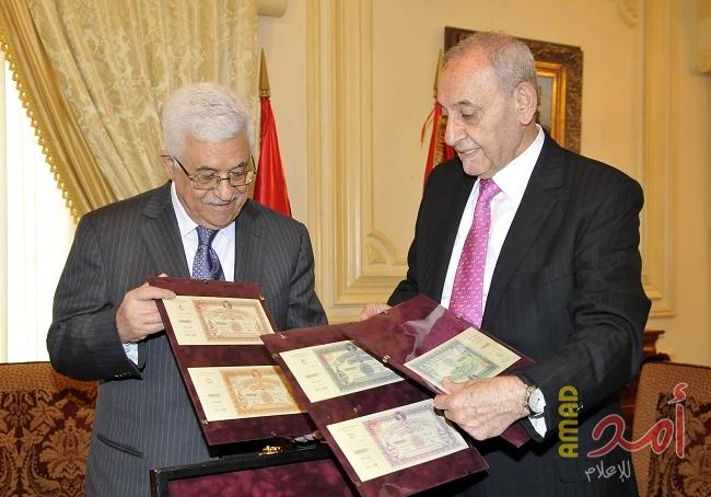 الرئيس عباس عقب جلسة مباحثات مع بري: لبنان تحمل وضحى كثيرا من اجل فلسطين