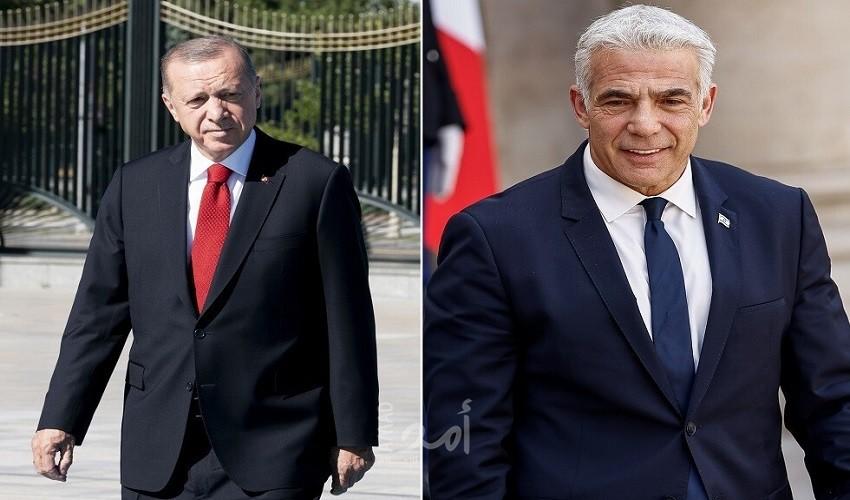 لابيد  يجري أول محادث مع الرئيس التركي أردوغان