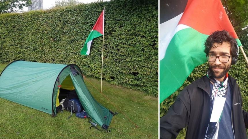 ناشط سويدي بدأ رحلته الى فلسطين سيراً على الأقدام