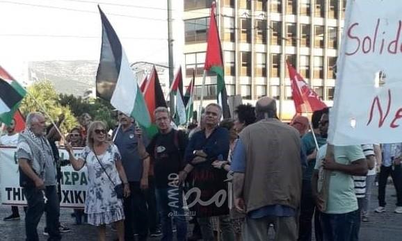 أنصار حزب تحالف اليسار التقدمي سيريزا يتظاهرون في أثينا تاييدًا لفلسطين