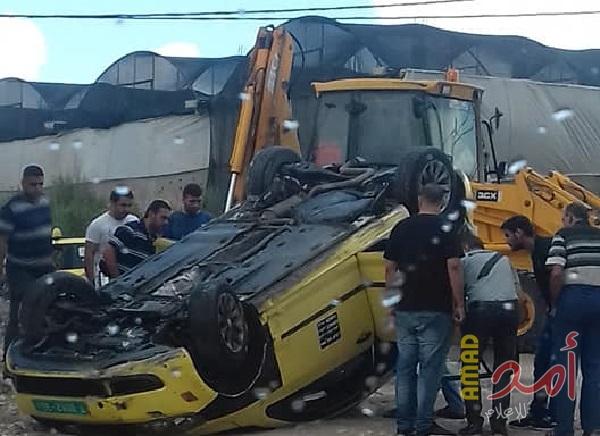 إصابات بحادث إنقلاب مركبة في طولكرم