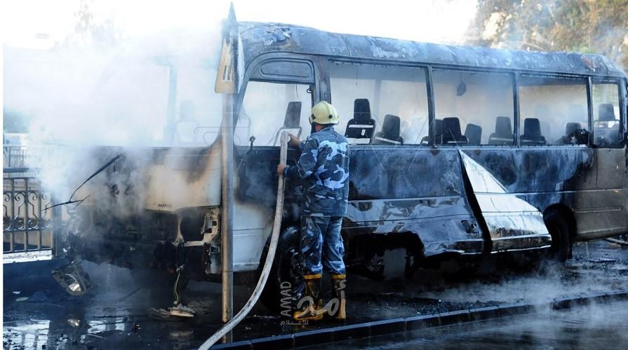 سانا: قتلى وجرحى جراء في تفجير إرهابي ضد حافلة للجيش وسط دمشق