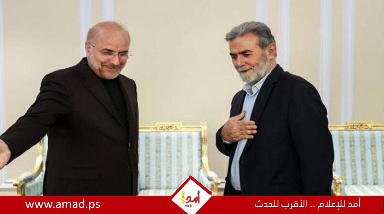 وفد حركة الجهاد برئاسة النخالة يلتقي رئيس البرلمان الإيراني