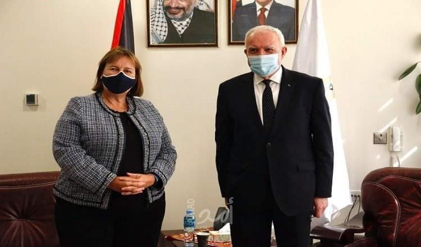 اﻟﻤﺎﻟﻜﻲ يبحث مع ممثلة اﻻﺗﺤﺎد اﻷوروﺑﻲ ﻟﻌﻤﻠﯿﺔ اﻟﺴﻼم آخر التطورات في الأرض الفلسطينية المحتلة