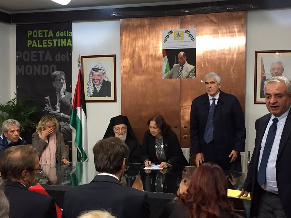 سفاره  فلسطين في ايطاليا تفتتح بيت عزاء انتهى بمهرجان تابيني للفقيد نمر حماد