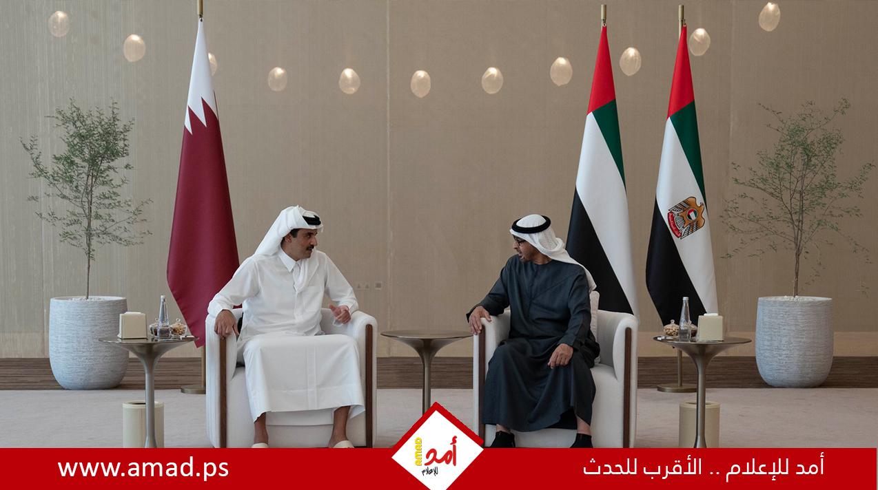 أمير قطر ورئيس الإمارات يؤكدان دعم بلديهما لجهود وقف إطلاق النار في غزة