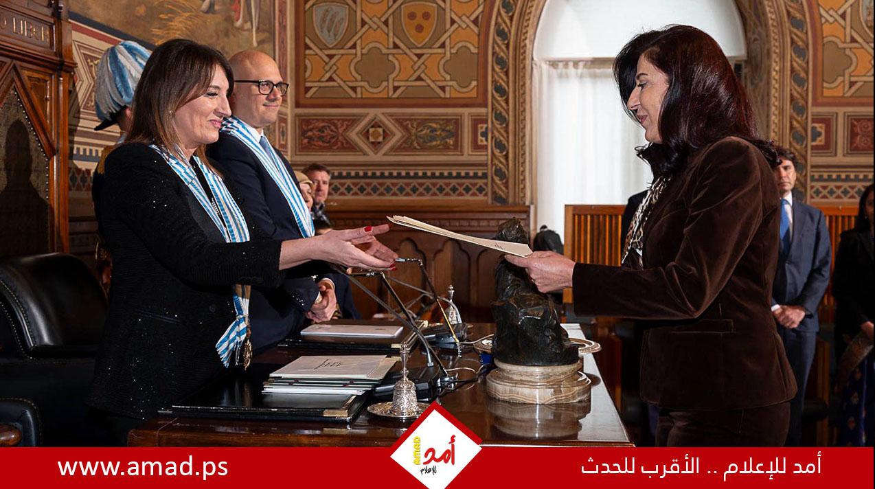 عودة تقدم أوراق اعتمادها كأول سفير لدولة فلسطين لدى جمهورية سان مارينو