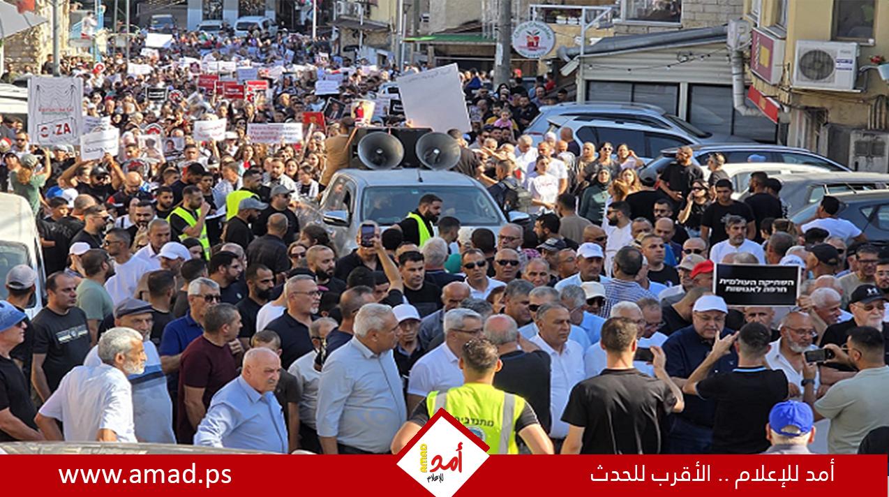 تنديدا بالتجويع والحرب في غزة: عشرات الآلاف بمظاهرة قطرية بسخنين ووقفات في عدة بلدات بالداخل المحتل
