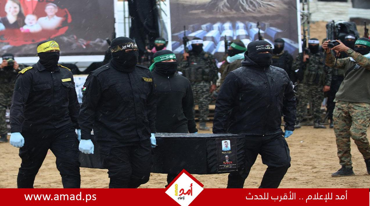جيش الاحتلال يتسلم  4 توابيت تعود لرهائن  قتلى