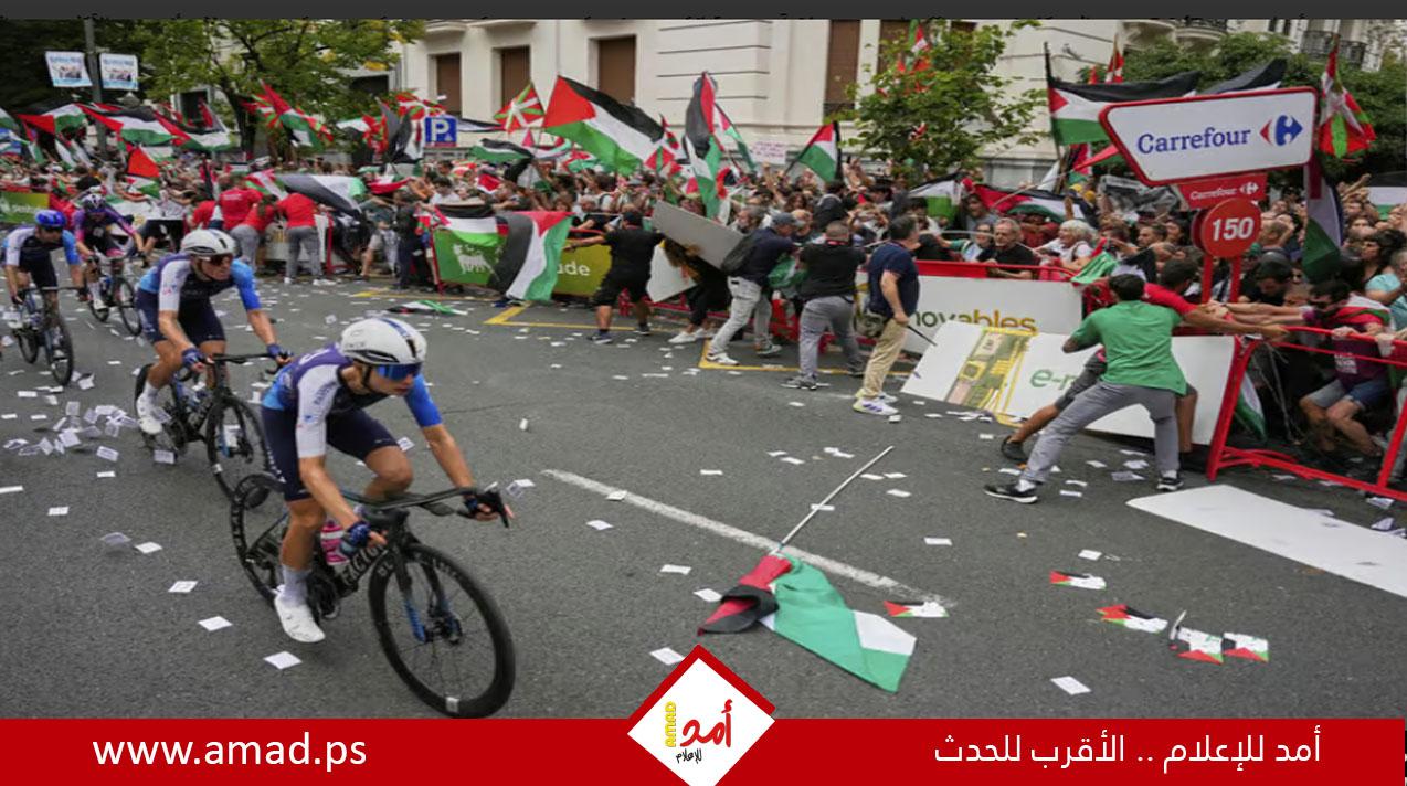 فريق دراجات إسرائيلي يزيل اسم إسرائيل من قمصان الدراجين بسبب احتجاجات مؤيدة للفلسطينيين