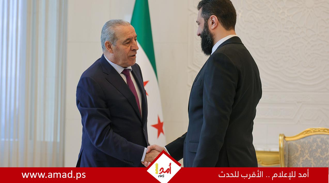 الشرع يستقبل وفداً فلسطينياً برئاسة حسين الشيخ في دمشق