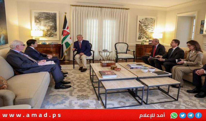 الملك عبد الله لوزير الخارجية الأمريكي: ضرورة وقف إطلاق النار في غزة