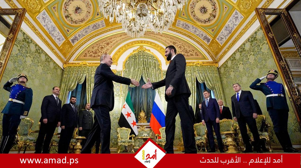 التلفزيون السوري: الشرع يلتقي بوتين في موسكو الأربعاء