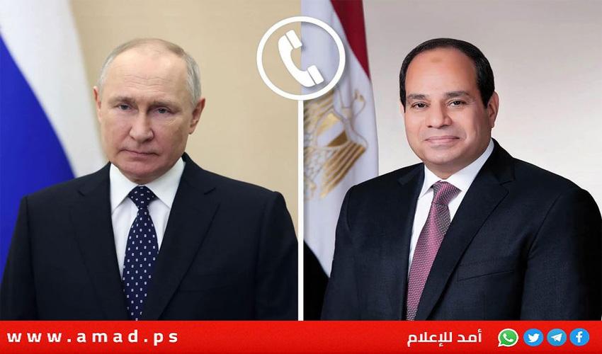بوتين والسيسي يناقشان الوضع في الشرق الأوسط ويحثان على وقف الأعمال العدائية