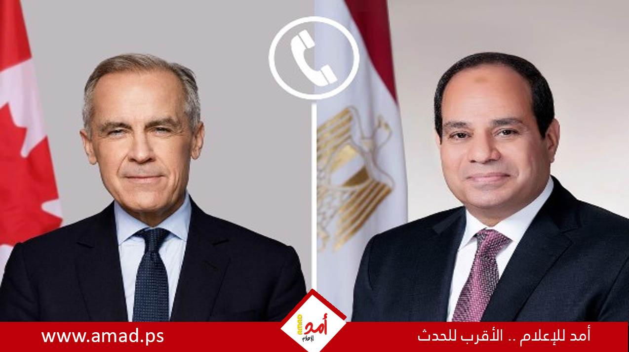السيسي لـ رئيس وزراء كندا: إقامة الدولة الفلسطينية الضامن الوحيد لاستقرار الشرق الأوسط