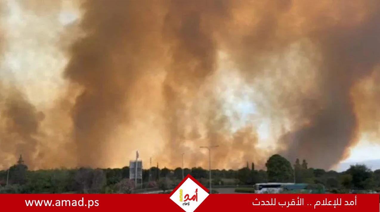 اندلاع حريق ضخم في الجولان بسبب انفجار  "صاروخ" - فيديو