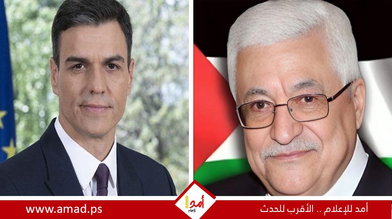 الرئيس عباس ورئيس وزراء إسبانيا يبحثان جهود تثبيت حل الدولتين ووقف الحرب في غزة