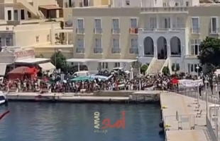 مؤيدون لفلسطين يمنعون إسرائيليين من النزول من عبارة في جزيرة يونانية- فيديو